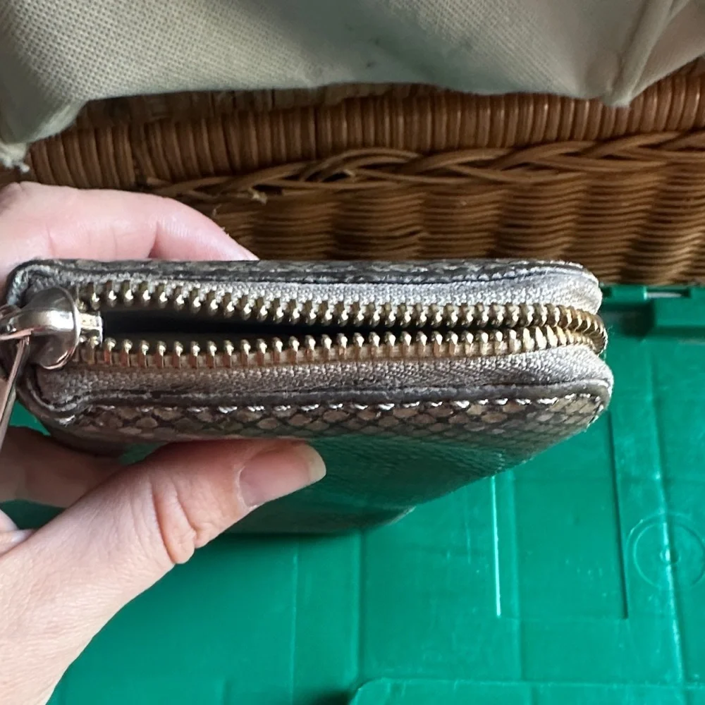 Michael Kors Gold Textured Zip Wallet